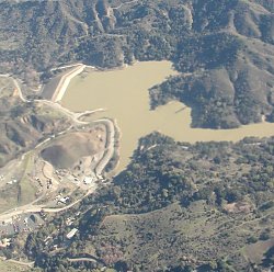 Steven's Creek Reservoir, Cupertino, California - aerial photo
