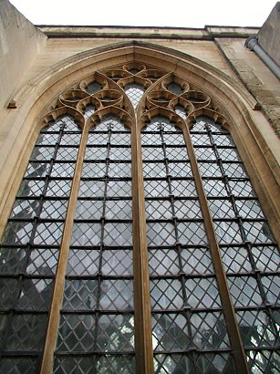 tall arching windows of a cathedral in England