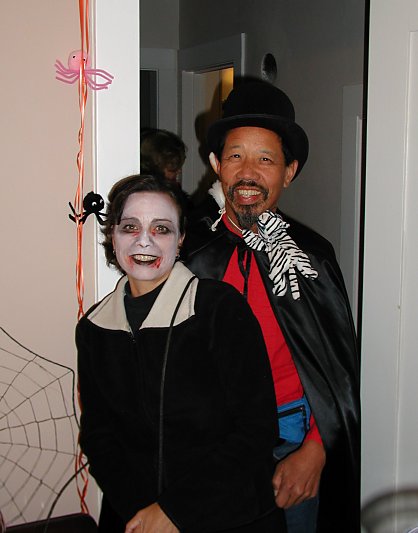 halloween costume of vampire and magician naked