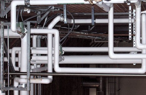 white pipes in an industrial factory naked