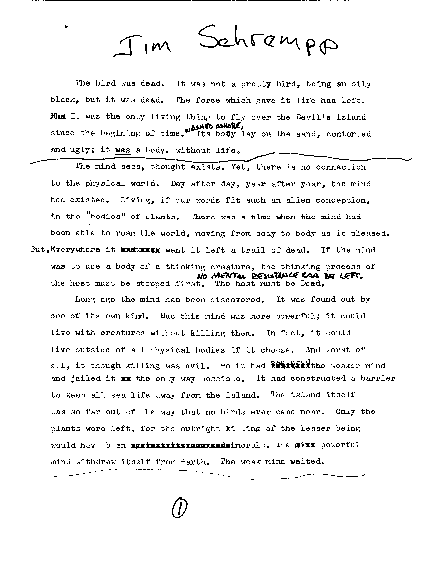 Scanned picture of a manuscript page c.1976