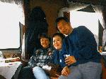 Kae, Suzanna, Danny on a train in China