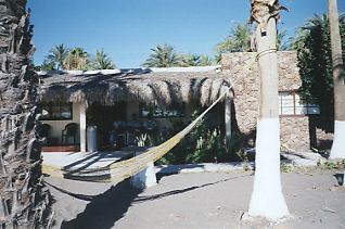 hotel on the beach in Loreto with a hammock